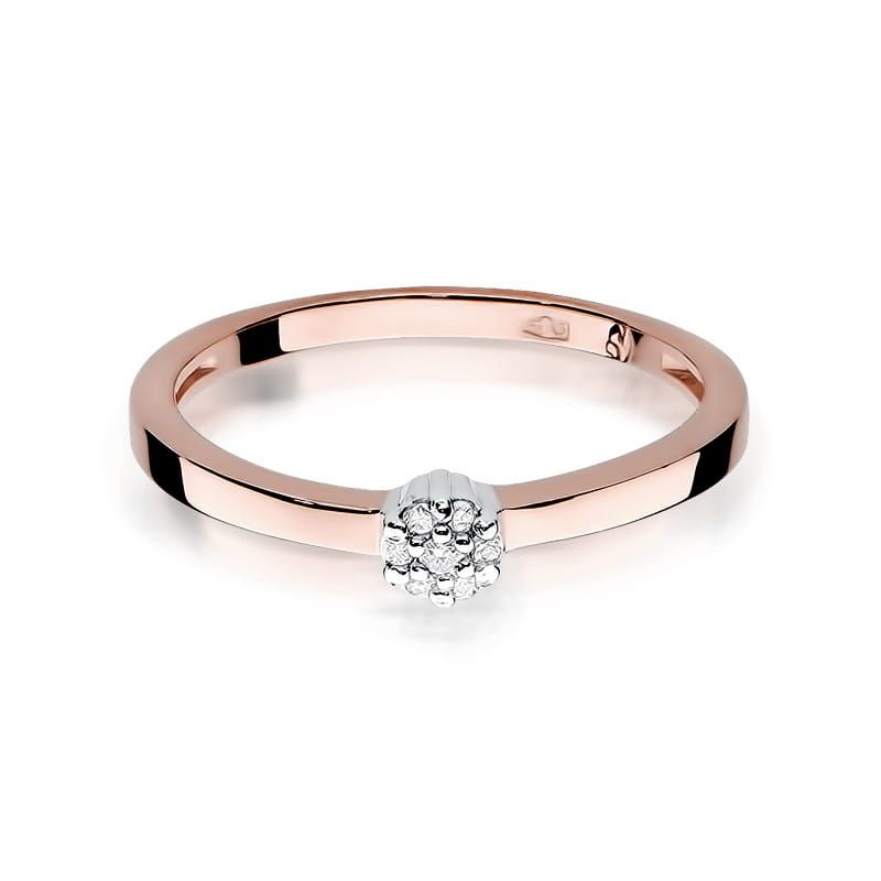 Pierścionek z brylantami 0,04 ct, różowe złoto 585