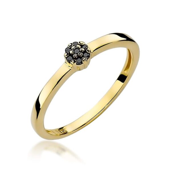 Pierścionek z czarnymi brylantami 0,04 ct, żółte złoto 585