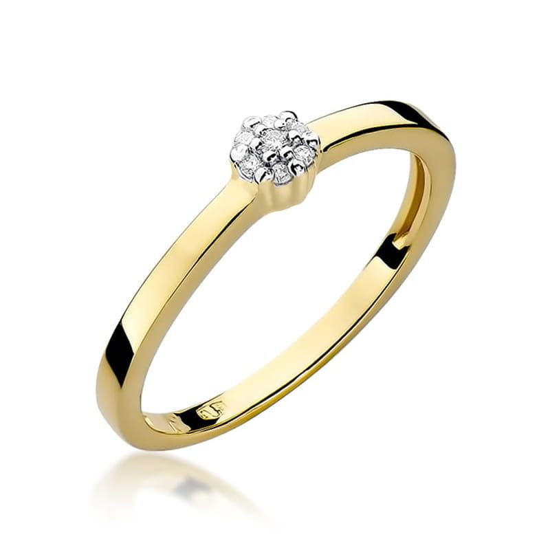 Pierścionek z brylantami 0,04 ct, żółte złoto 585