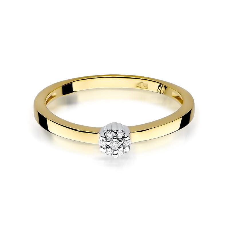 Pierścionek z brylantami 0,04 ct, żółte złoto 585