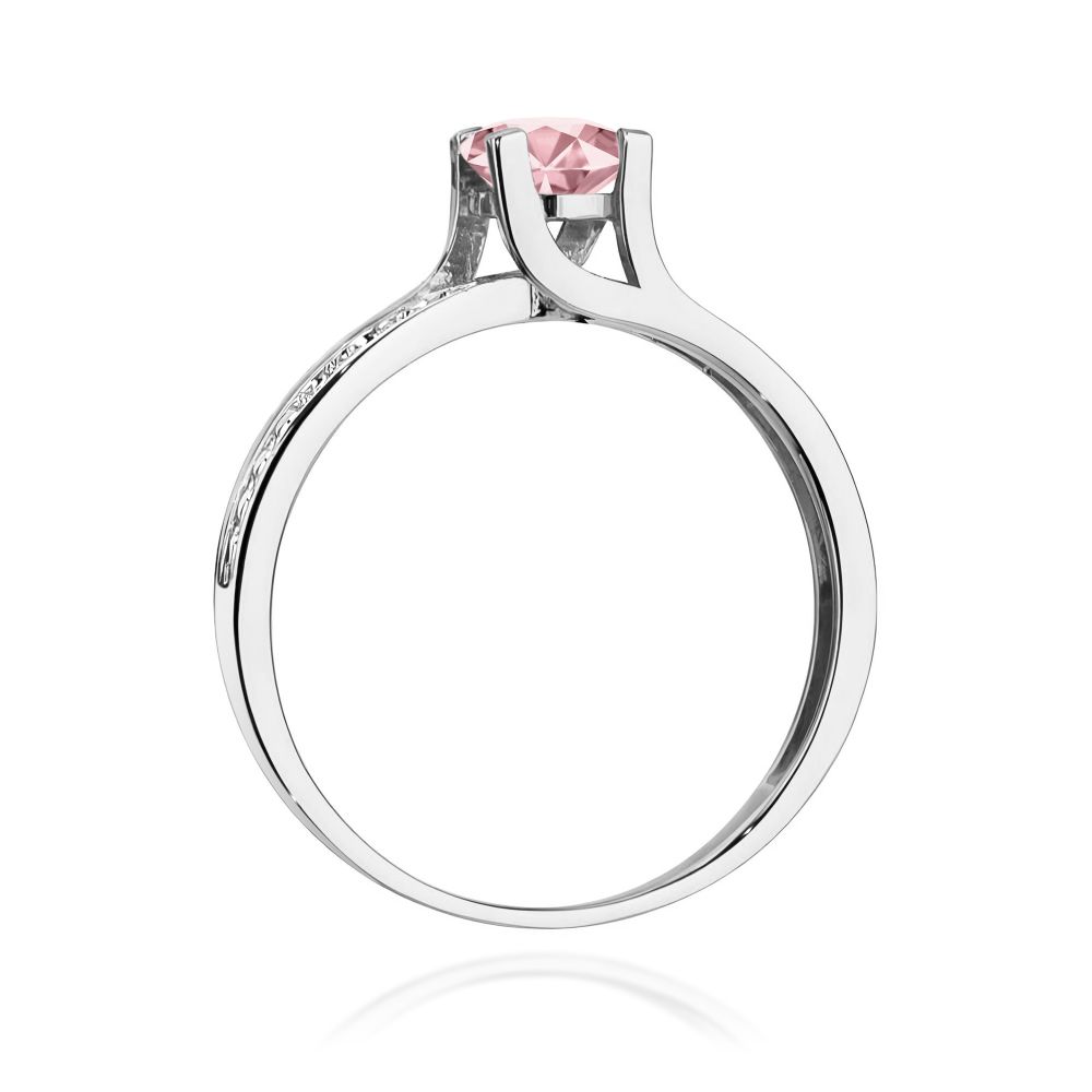 Pierścionek z różowym diamentem laboratoryjnym 0,53 ct, białe złoto 585