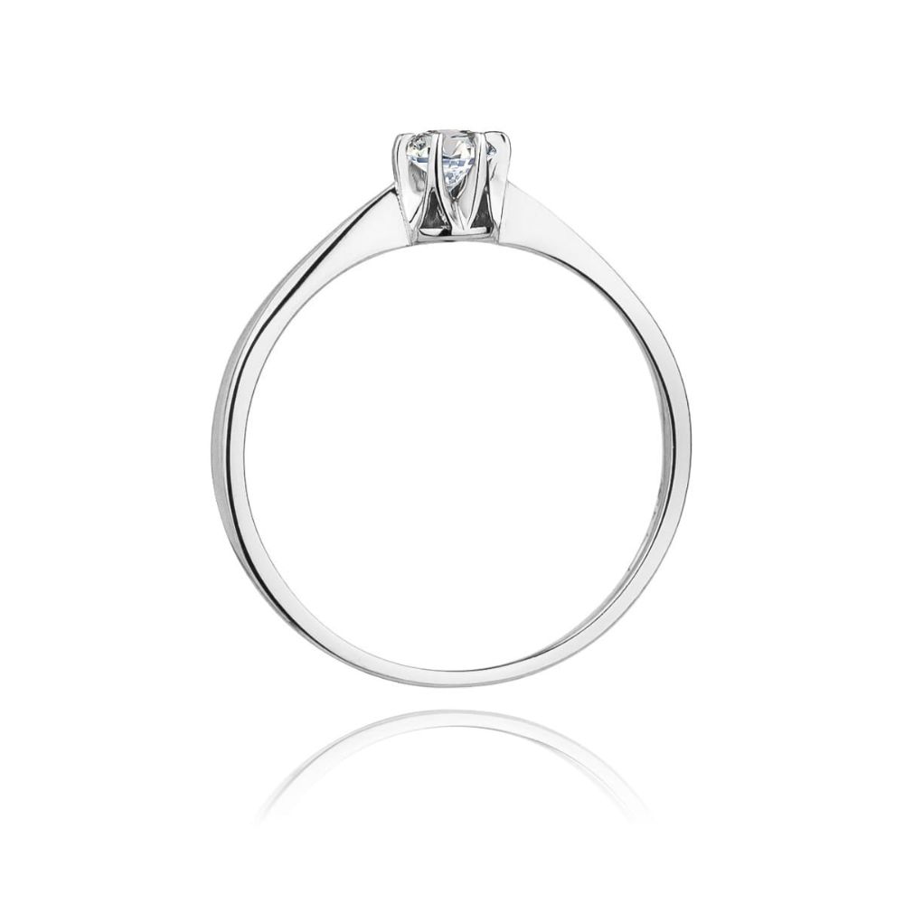 Pierścionek zaręczynowy z brylantem 0,12 ct, białe złoto 585