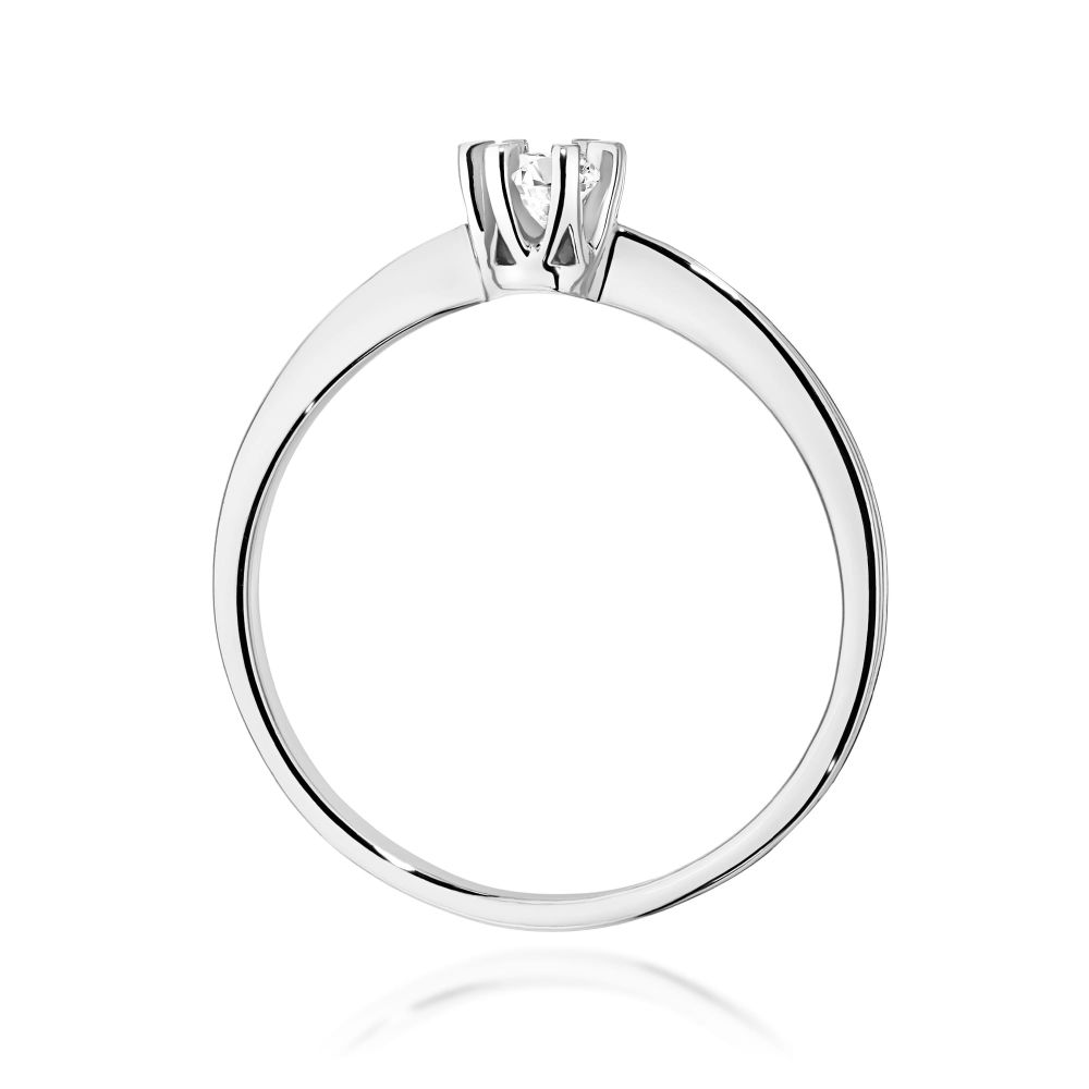 Pierścionek zaręczynowy z brylantem 0,15 ct, białe złoto 585