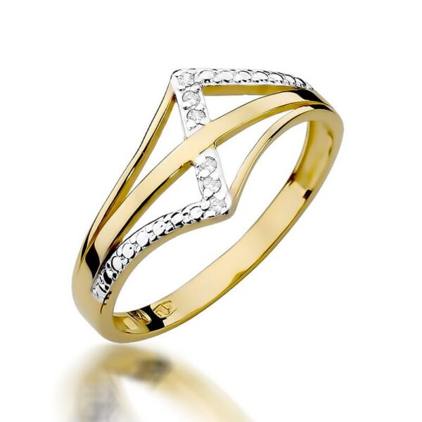 Pierścionek z brylantami 0,03 ct, żółte złoto 585