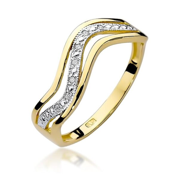 Pierścionek z brylantami 0,06 ct, żółte złoto 585