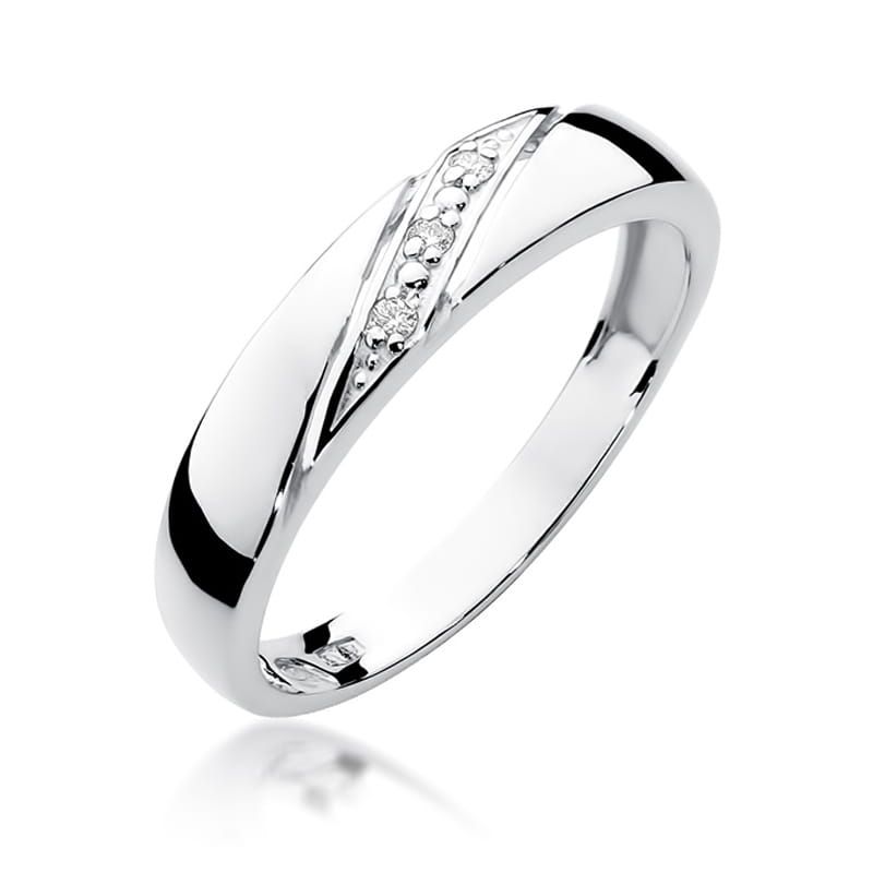 Pierścionek z brylantami 0,02 ct, białe złoto 585