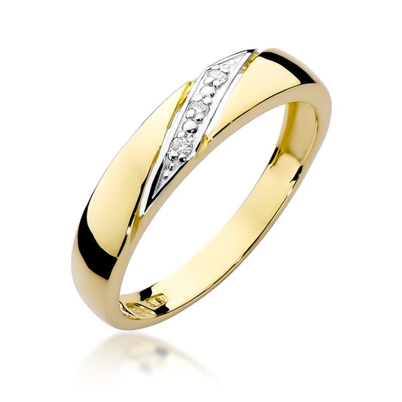 Pierścionek z brylantami 0,02 ct, żółte złoto 585