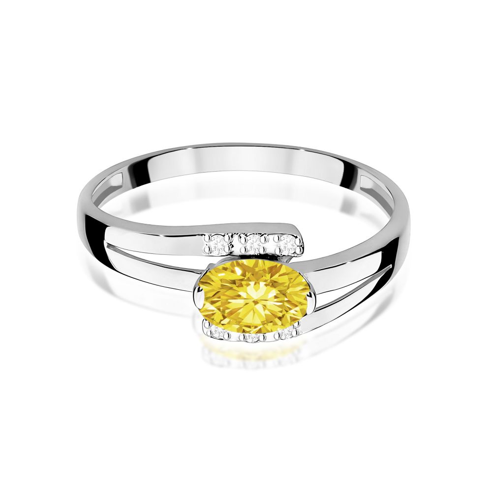 Pierścionek z żółtym diamentem laboratoryjnym 0,50 ct, białe złoto 585