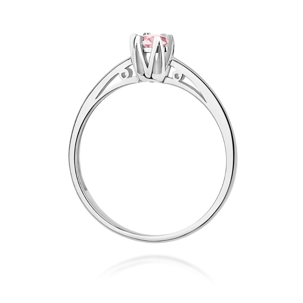 Pierścionek z różowym diamentem laboratoryjnym 0,15 ct, białe złoto 585