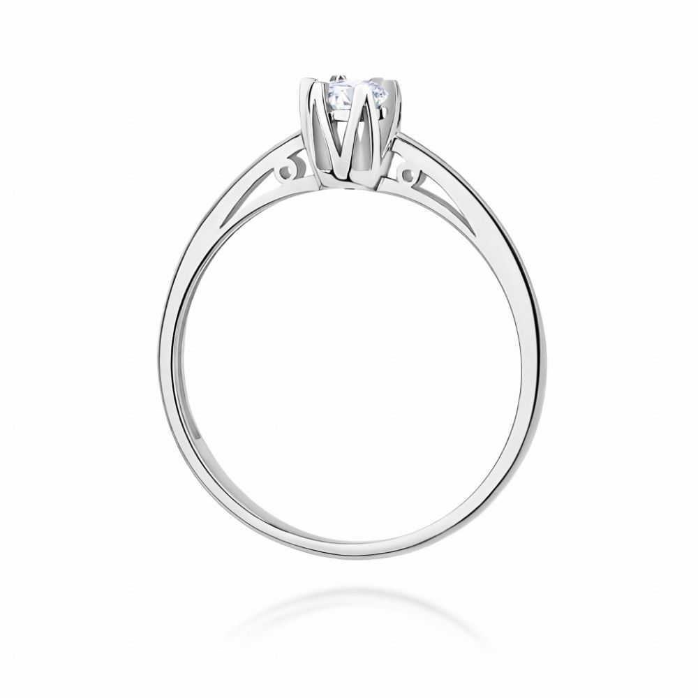 Pierścionek z diamentem laboratoryjnym 0,15 ct, białe złoto 585