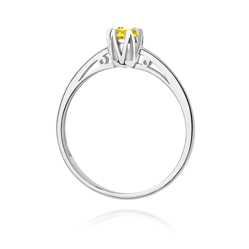 Pierścionek z żółtym diamentem laboratoryjnym 0,15 ct, białe złoto 585