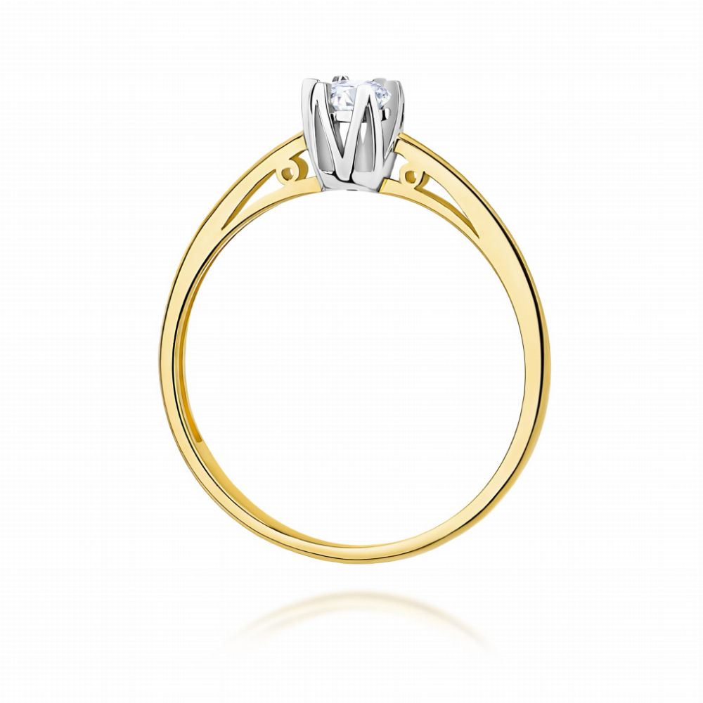 Pierścionek z diamentem laboratoryjnym 0,15 ct, żółte złoto 585