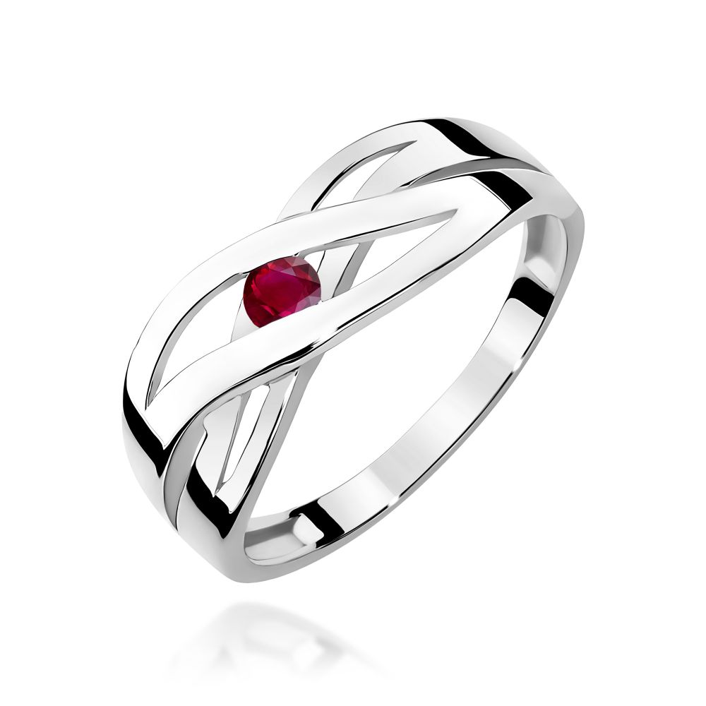 Pierścionek z rubinem 0,15 ct, białe złoto 585