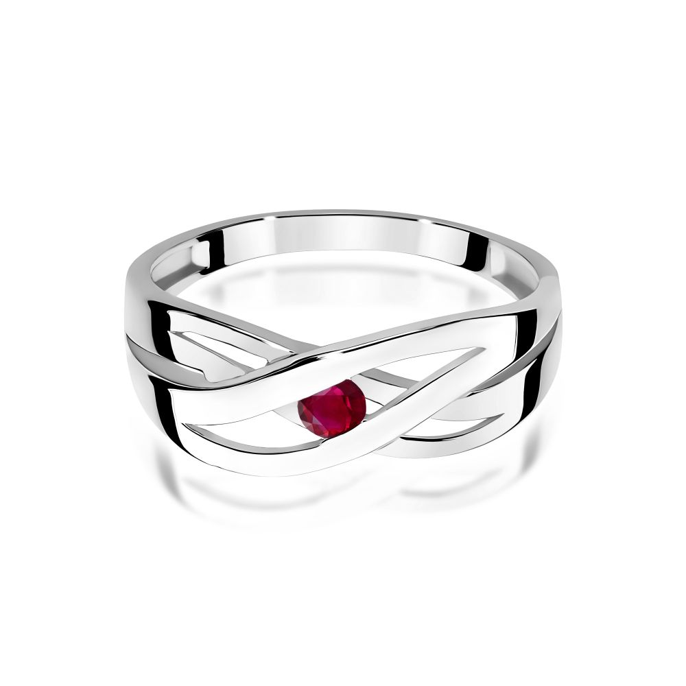 Pierścionek z rubinem 0,15 ct, białe złoto 585