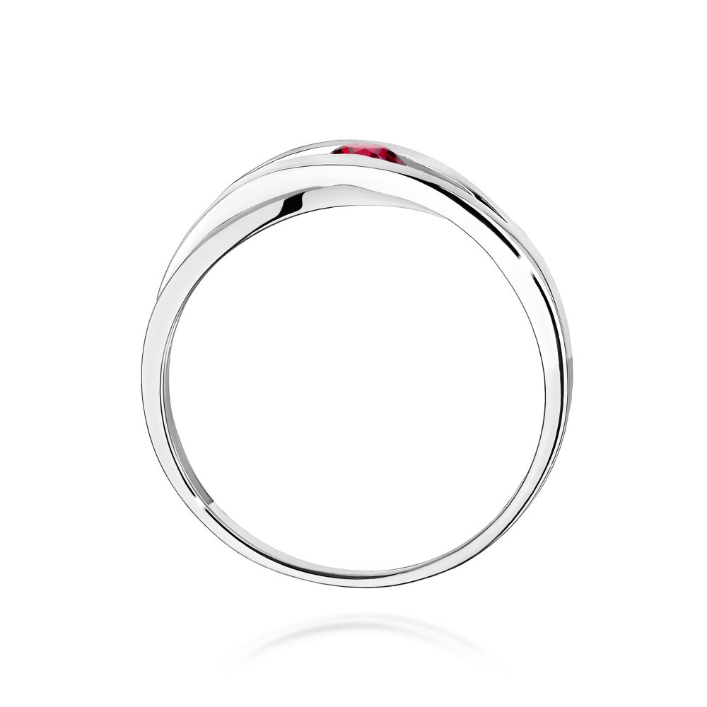 Pierścionek z rubinem 0,15 ct, białe złoto 585