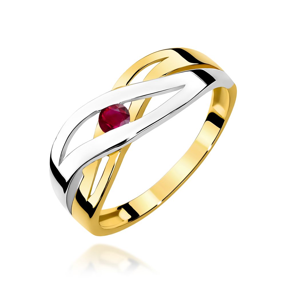 Pierścionek z rubinem 0,15 ct, żółte złoto 585
