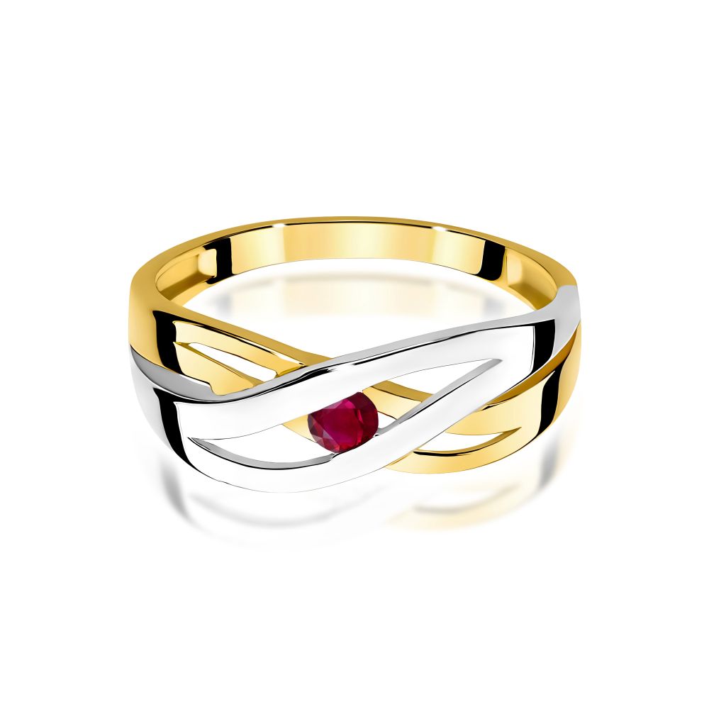 Pierścionek z rubinem 0,15 ct, żółte złoto 585