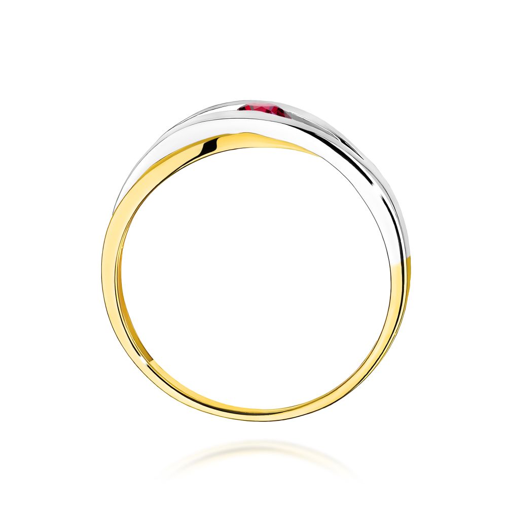 Pierścionek z rubinem 0,15 ct, żółte złoto 585