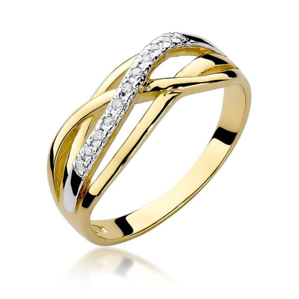 Pierścionek z brylantami 0,09 ct, żółte złoto 585