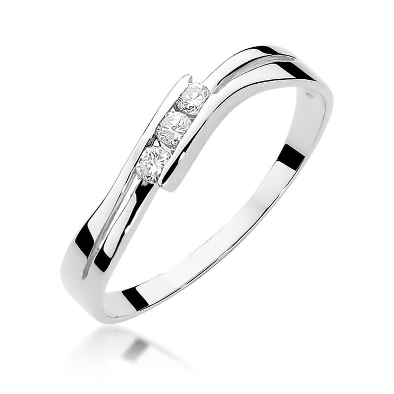 Pierścionek z brylantami 0,12 ct, białe złoto 585