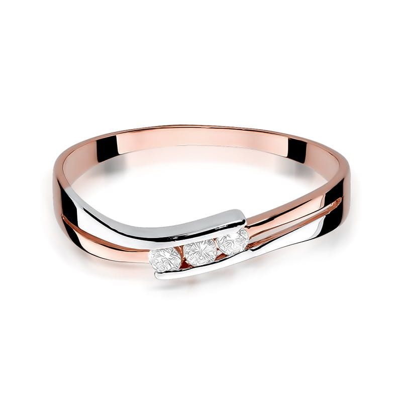 Pierścionek z brylantami 0,12 ct, różowe złoto 585