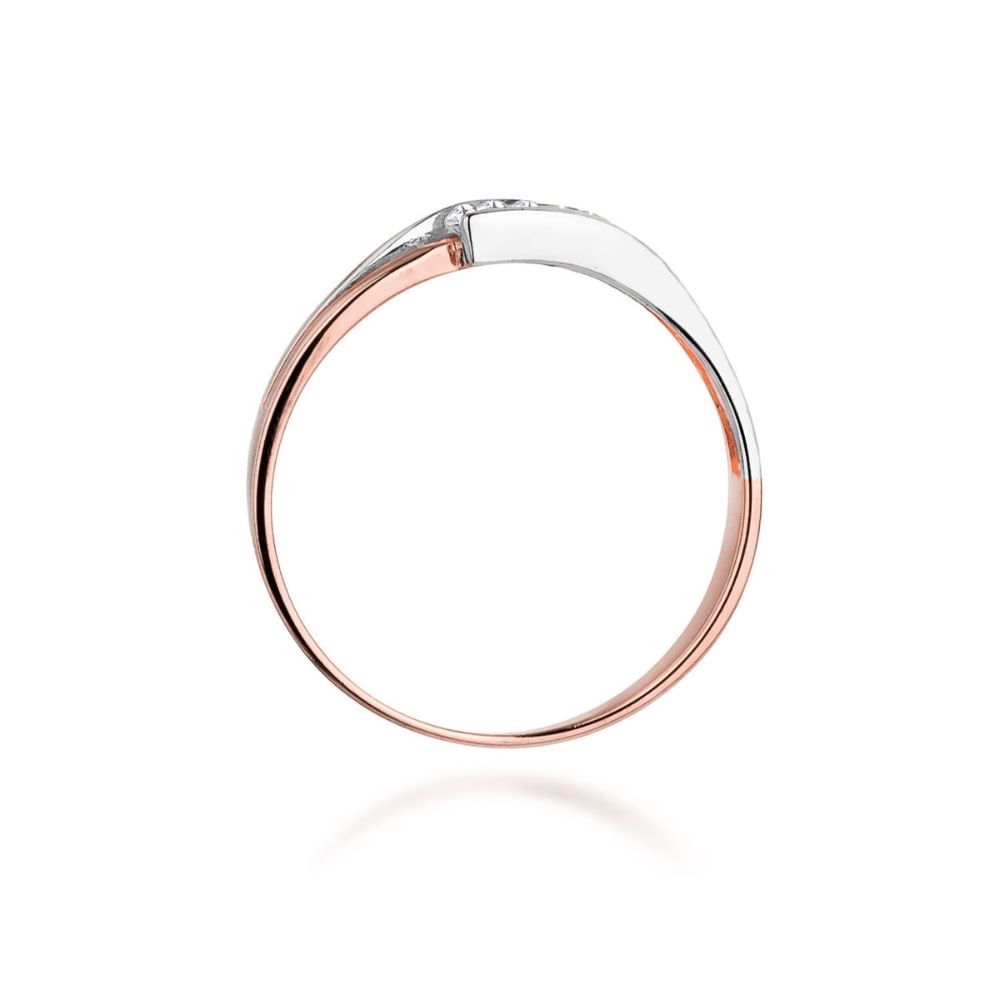 Pierścionek z brylantami 0,12 ct, różowe złoto 585