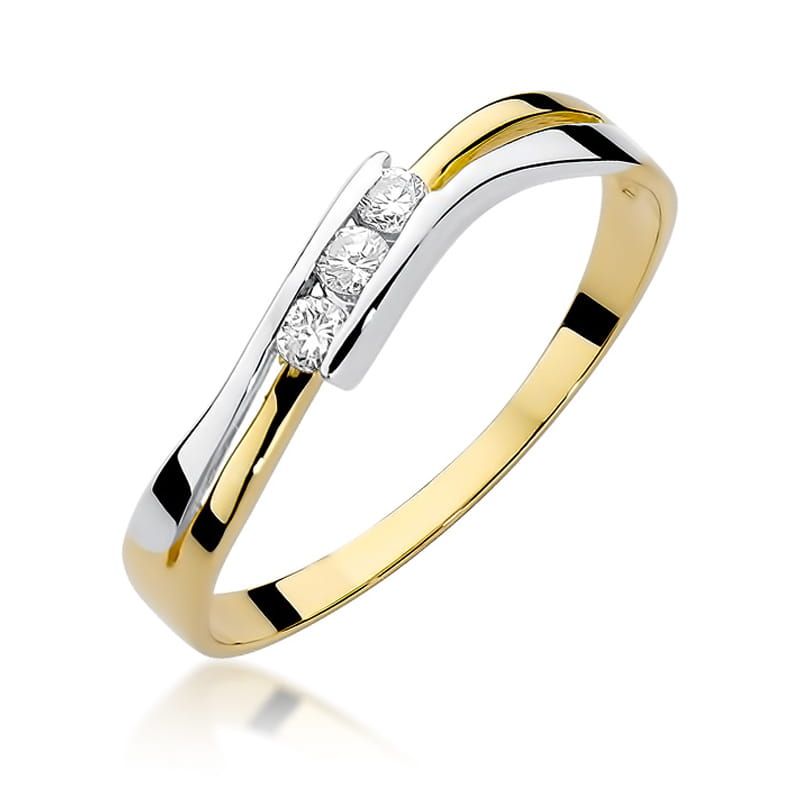 Pierścionek z brylantami 0,12 ct, żółte złoto 585