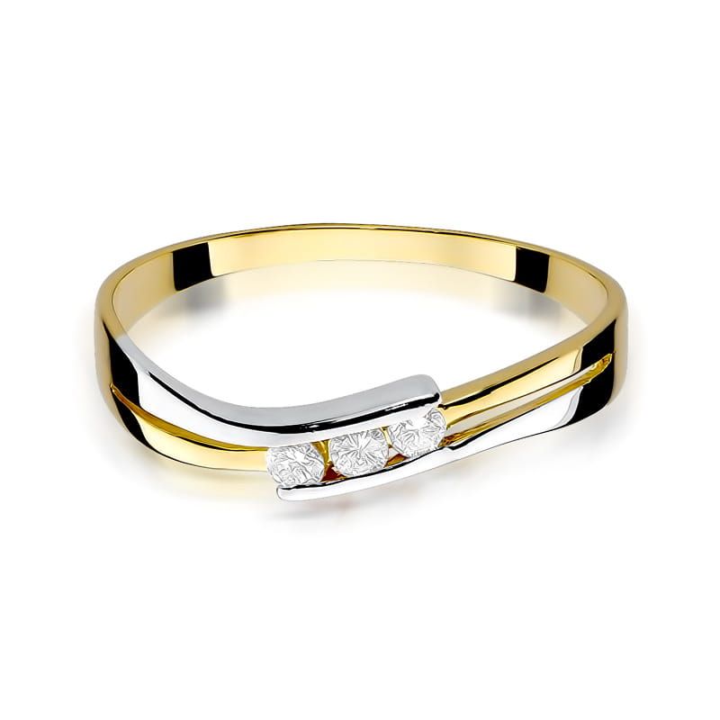 Pierścionek z brylantami 0,12 ct, żółte złoto 585
