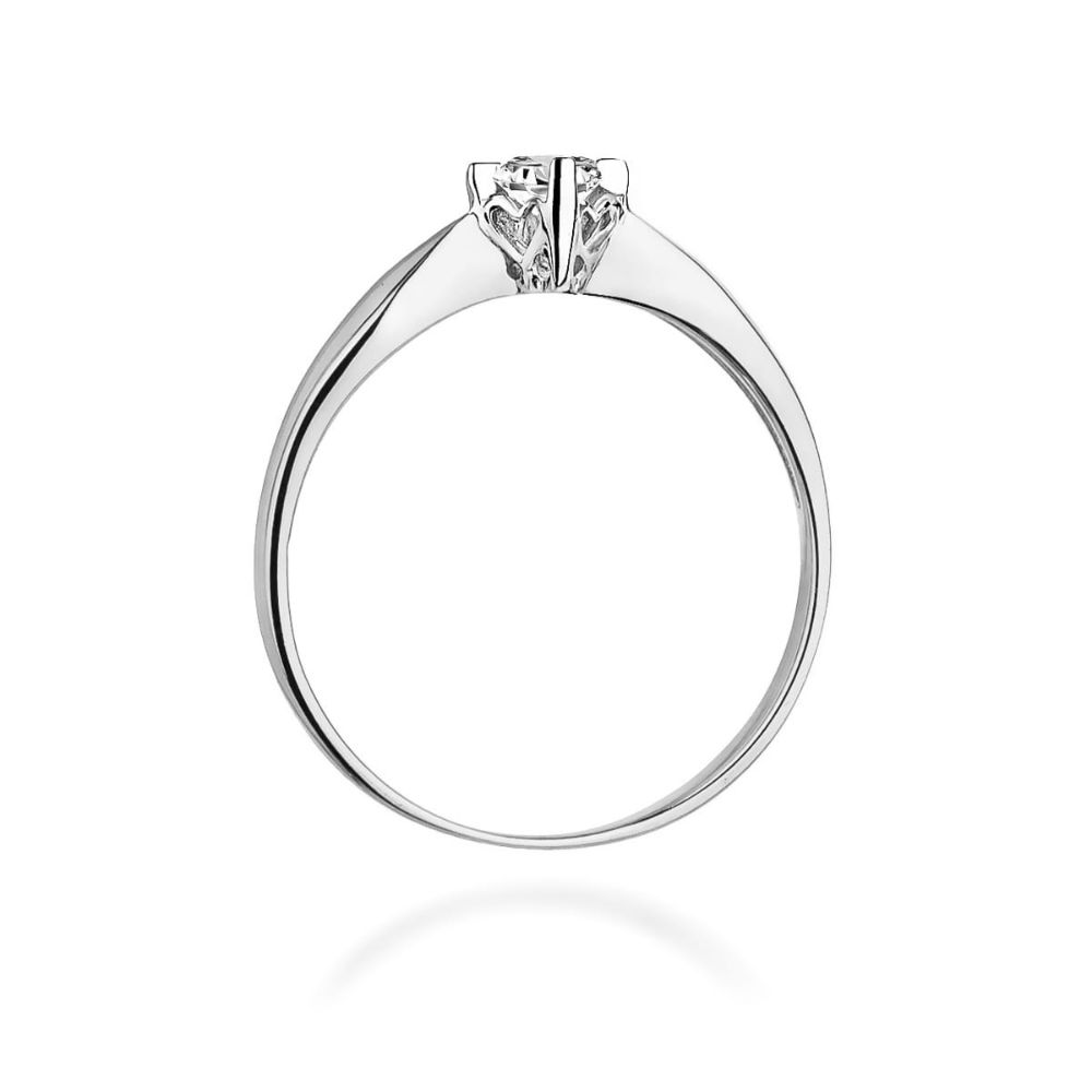 Pierścionek zaręczynowy z brylantem 0,12 ct, białe złoto 585