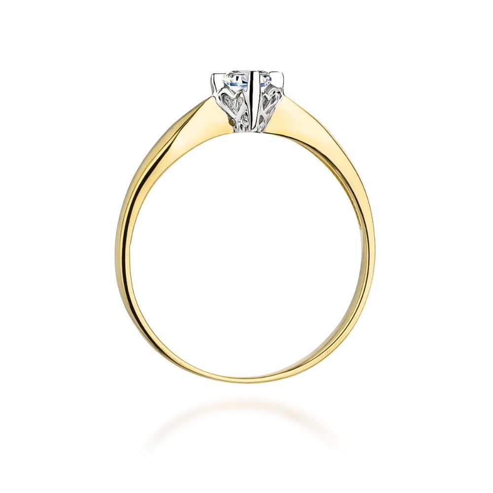 Pierścionek zaręczynowy z brylantem 0,12 ct, żółte złoto 585