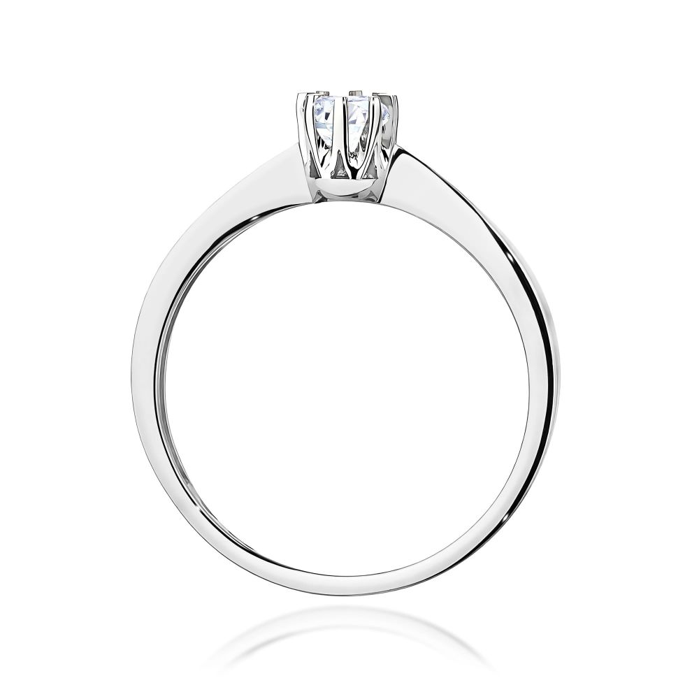 Pierścionek zaręczynowy z brylantem 0,15 ct, białe złoto 585