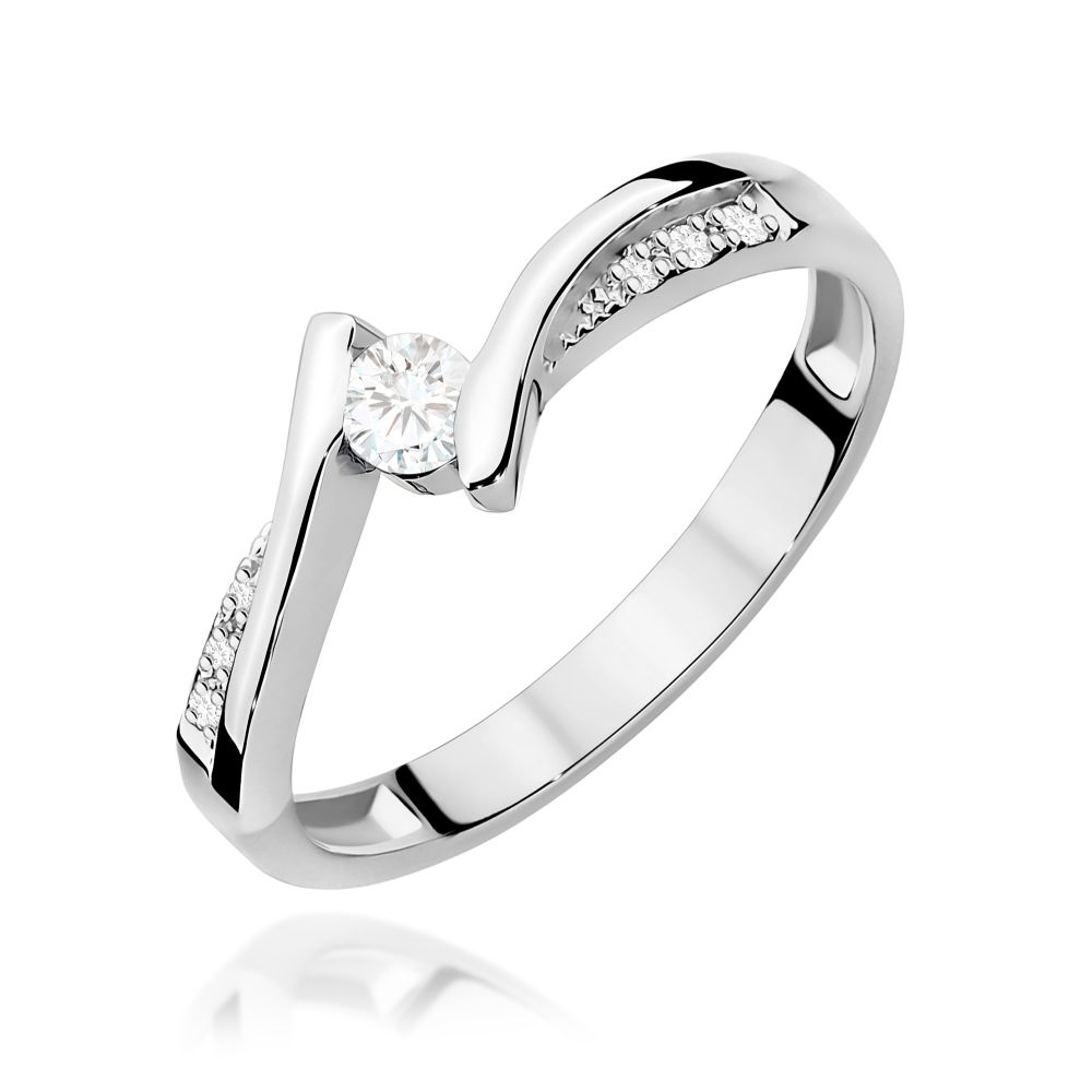 Pierścionek z brylantami 0,16 ct, białe złoto 585