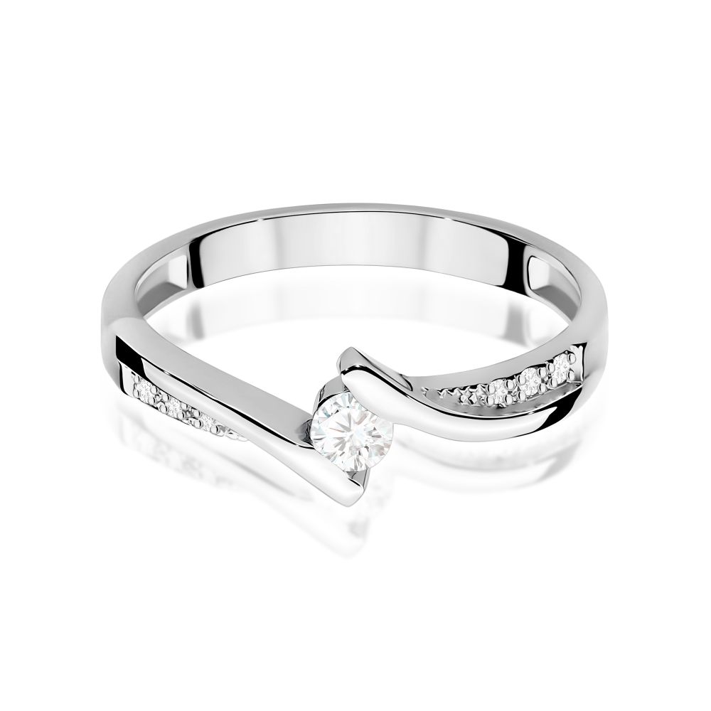 Pierścionek z brylantami 0,16 ct, białe złoto 585