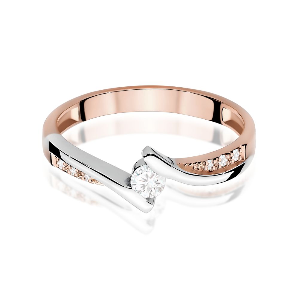 Pierścionek z brylantami 0,16 ct, różowe złoto 585