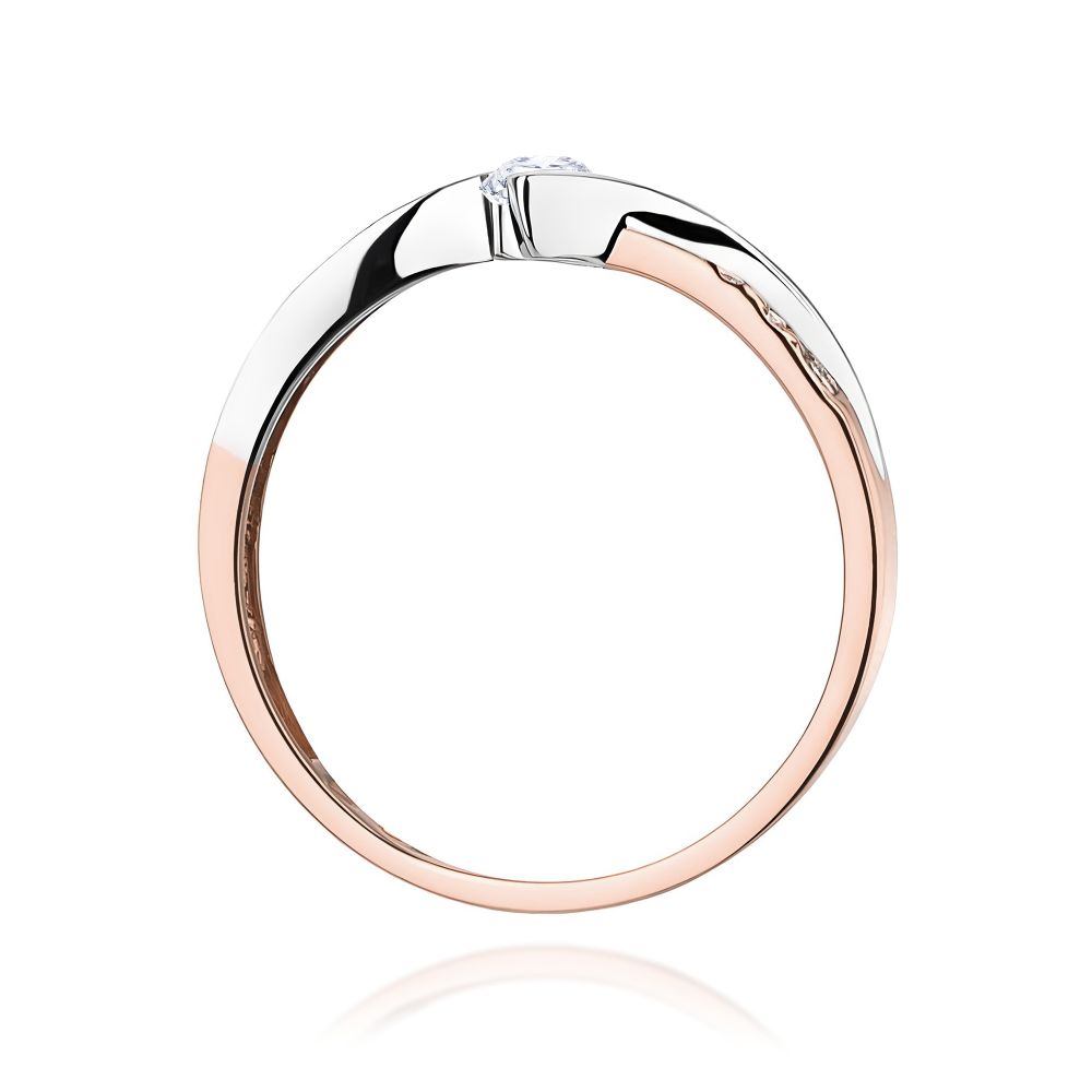 Pierścionek z brylantami 0,16 ct, różowe złoto 585