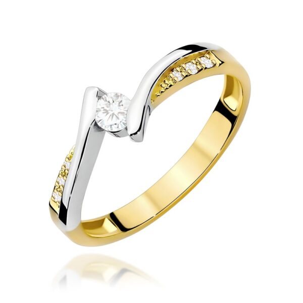 Pierścionek z brylantami 0,16 ct, żółte złoto 585