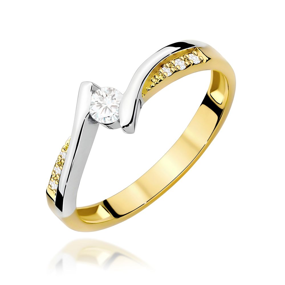 Pierścionek z brylantami 0,16 ct, żółte złoto 585