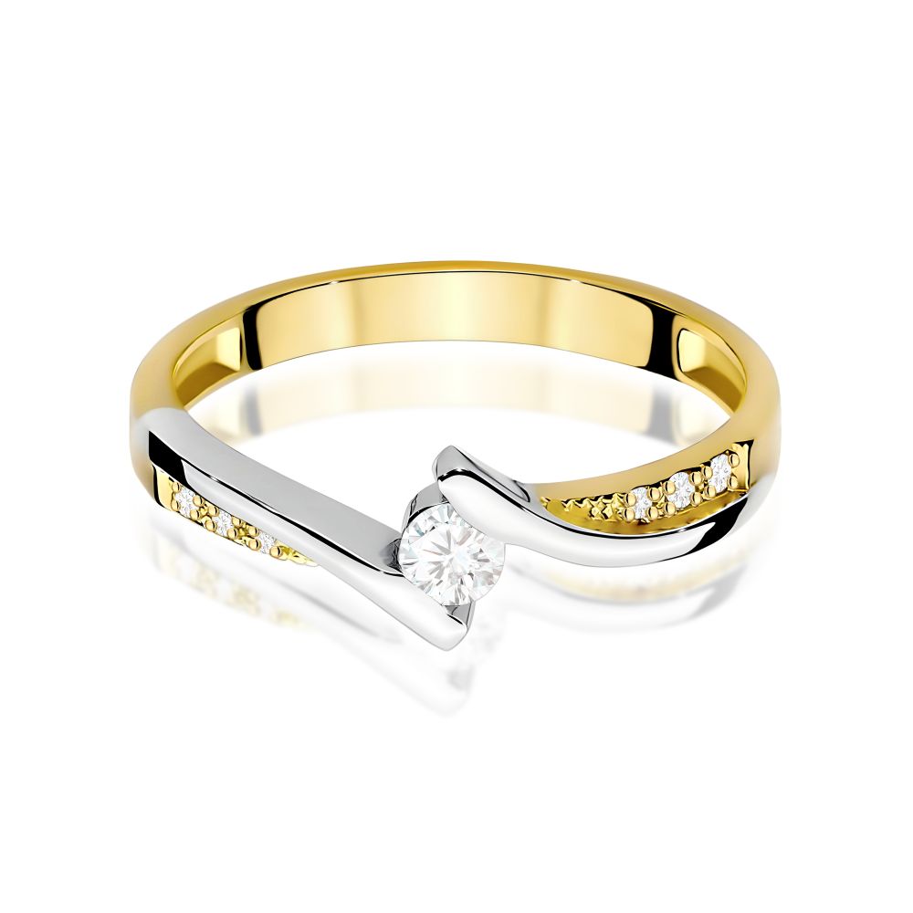 Pierścionek z brylantami 0,16 ct, żółte złoto 585