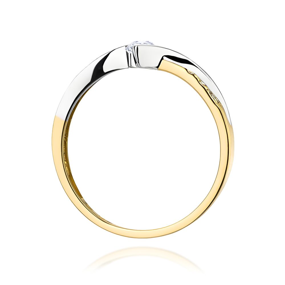 Pierścionek z brylantami 0,16 ct, żółte złoto 585