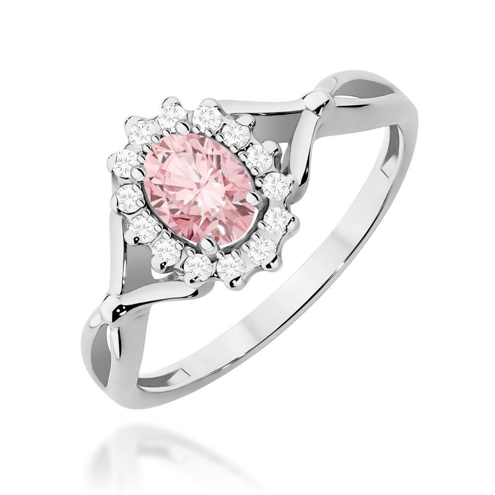 Pierścionek z różowym diamentem laboratoryjnym 0,62 ct, białe złoto 585