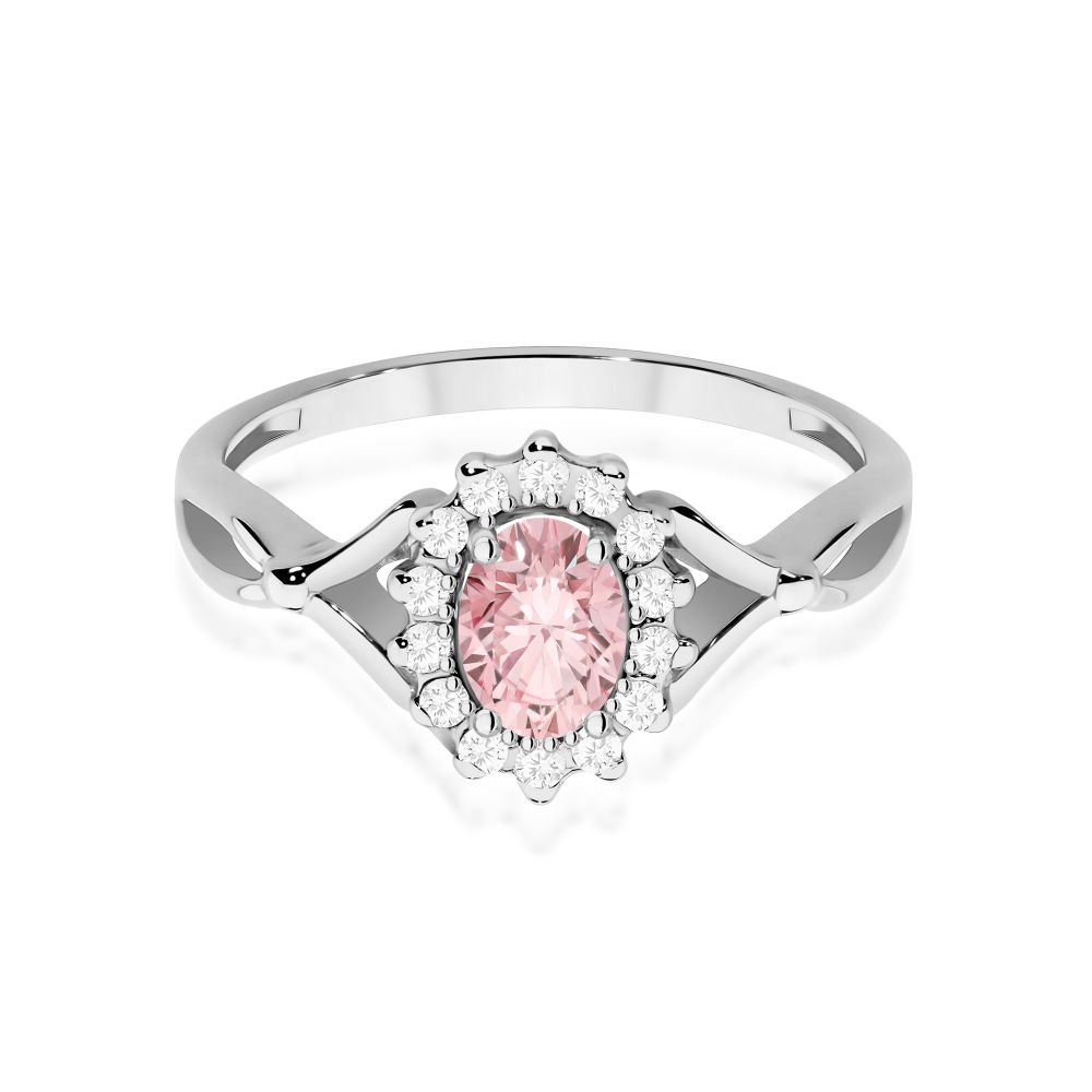 Pierścionek z różowym diamentem laboratoryjnym 0,62 ct, białe złoto 585