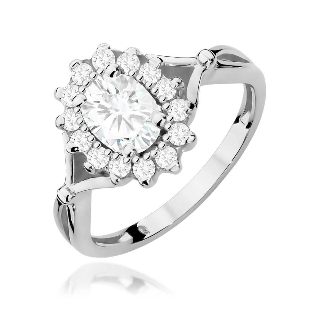 Pierścionek z diamentem laboratoryjnym 0,98 ct, białe złoto 585