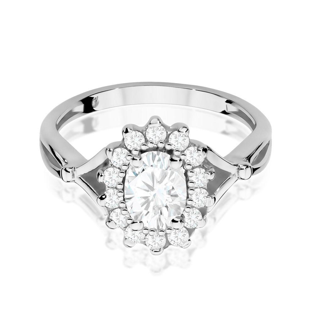 Pierścionek z diamentem laboratoryjnym 0,98 ct, białe złoto 585