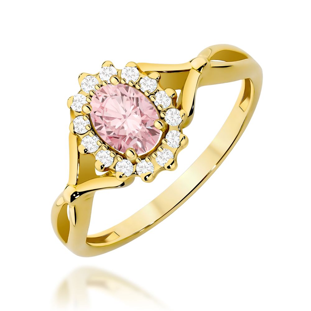 Pierścionek z różowym diamentem laboratoryjnym 0,62 ct, żółte złoto 585