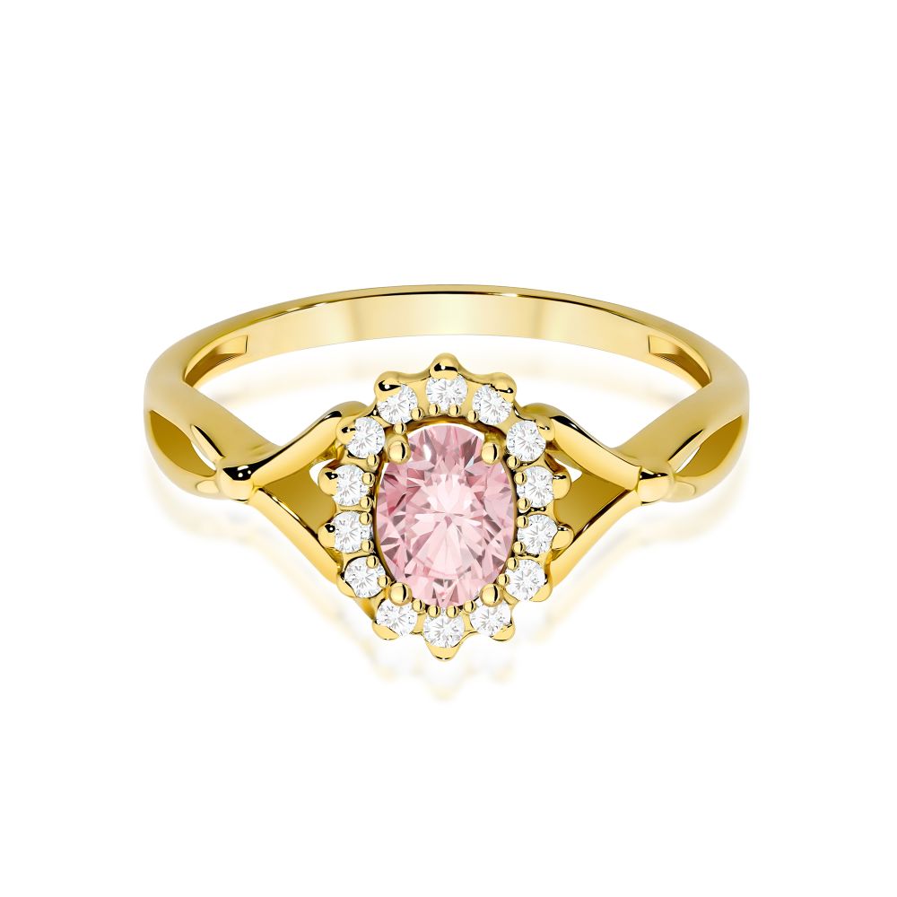 Pierścionek z różowym diamentem laboratoryjnym 0,62 ct, żółte złoto 585
