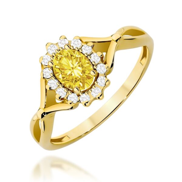 Pierścionek z żółtym diamentem laboratoryjnym 0,62 ct, żółte złoto 585