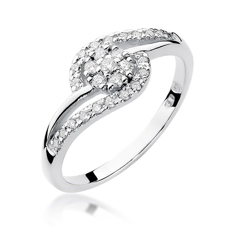 Pierścionek z brylantami 0,17 ct, białe złoto 585