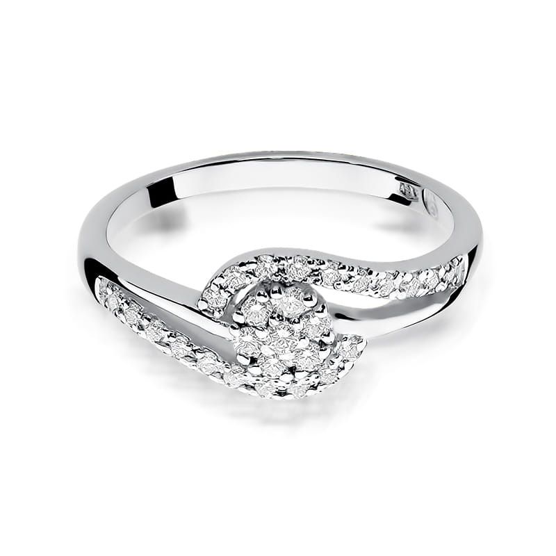 Pierścionek z brylantami 0,17 ct, białe złoto 585