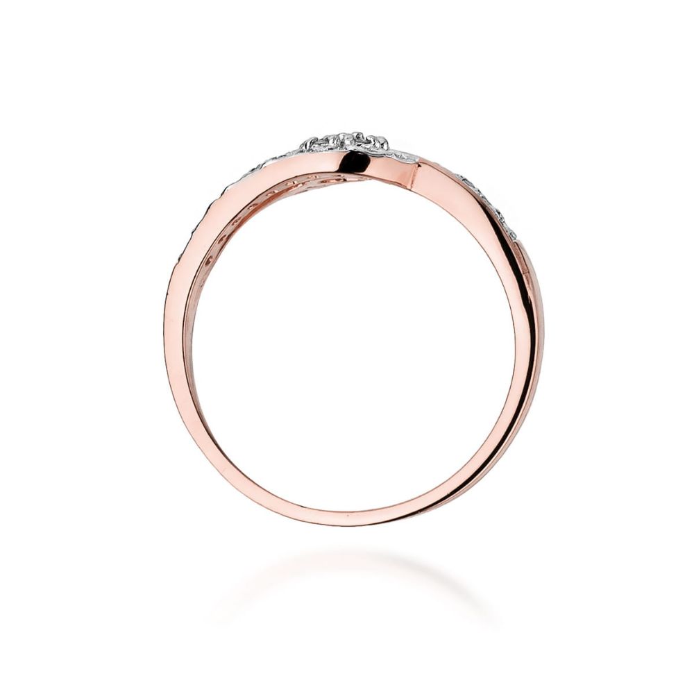 Pierścionek z brylantami 0,17 ct, różowe złoto 585
