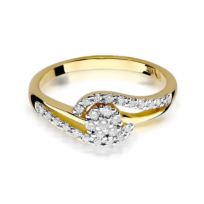 Pierścionek z brylantami 0,17 ct, żółte złoto 585